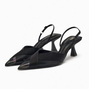 Zara mesh sling back heels